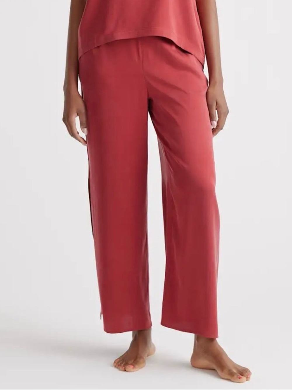 Quince 100% Washable Silk Pajama Pants in Crimson, Size Medium